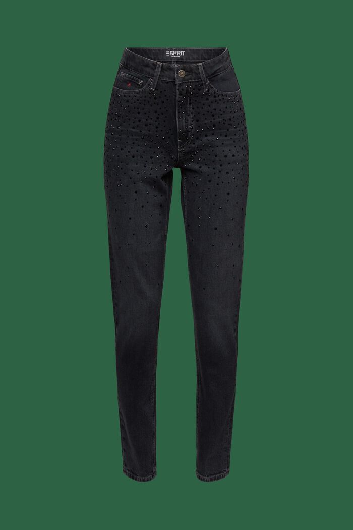 Retro-Classic-Jeans mit hohem Bund, BLACK DARK WASHED, detail image number 8