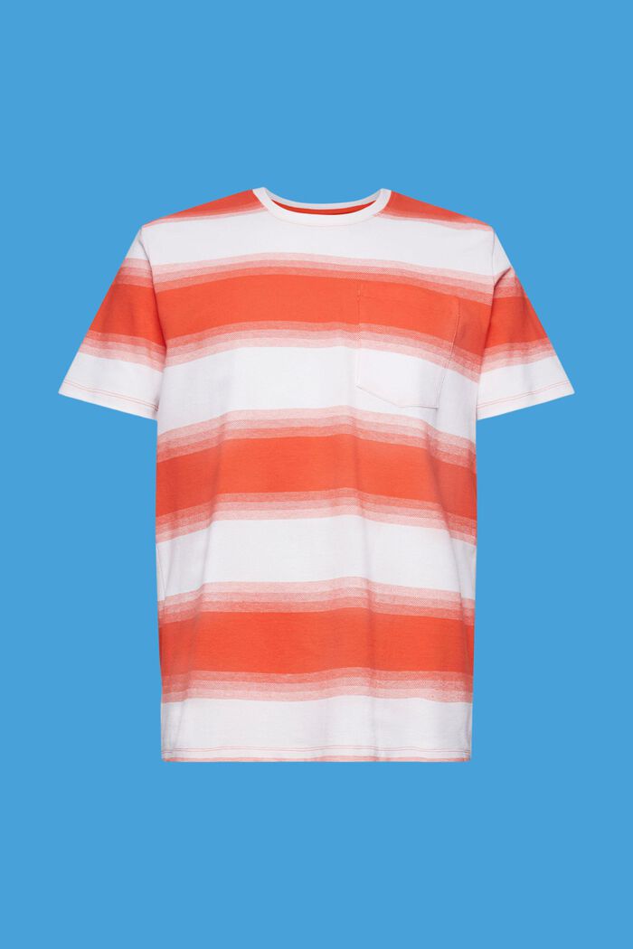 Gestreiftes T-Shirt aus Baumwollpikee, ORANGE RED, detail image number 6
