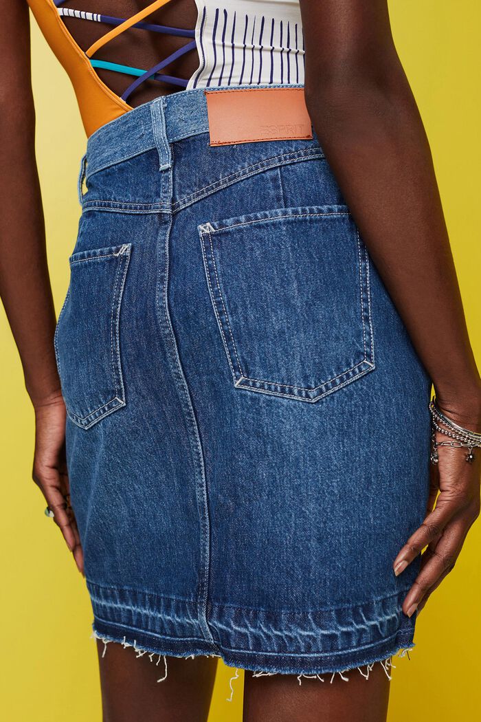Jeans-Minirock mit asymmetrischem Saum, BLUE DARK WASHED, detail image number 4