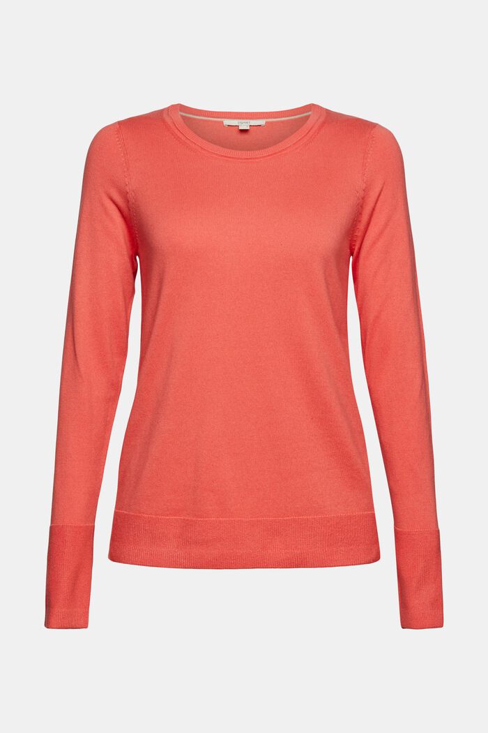 Pullover mit High-Low-Saum, Bio-Baumwoll-Mix, CORAL, detail image number 5