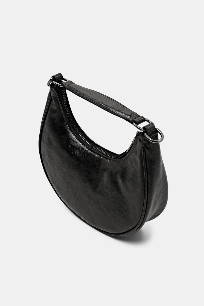 Halbmondförmige Tasche in Lederoptik, BLACK, detail image number 2