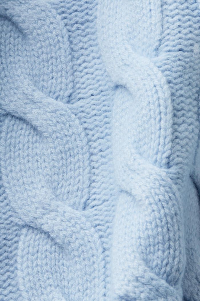 Zopfstrickpullover aus Wolle mit Schalkragen, LIGHT BLUE LAVENDER, detail image number 6