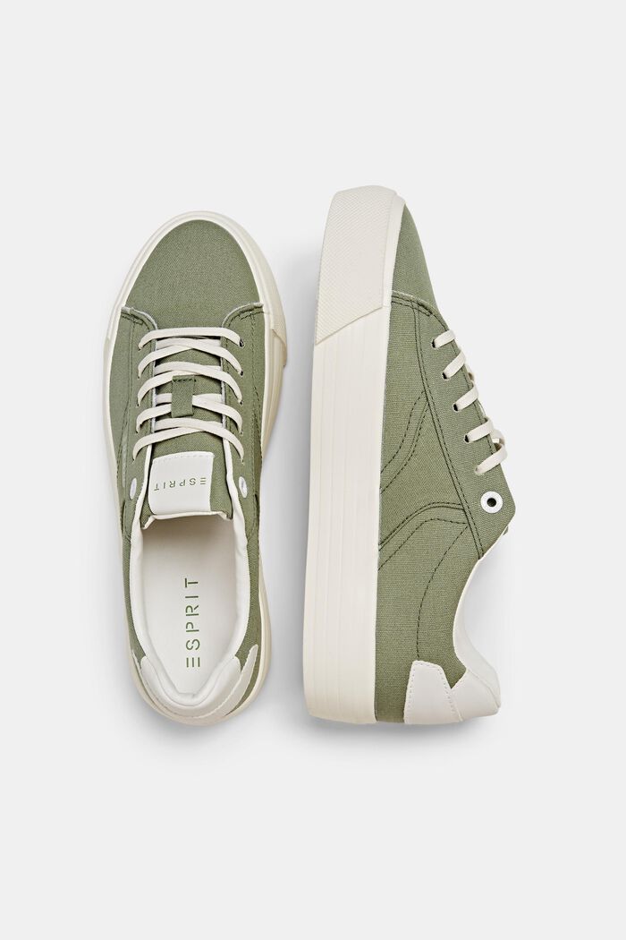 Canvas-Sneakers mit Plateausohle, KHAKI GREEN, detail image number 5