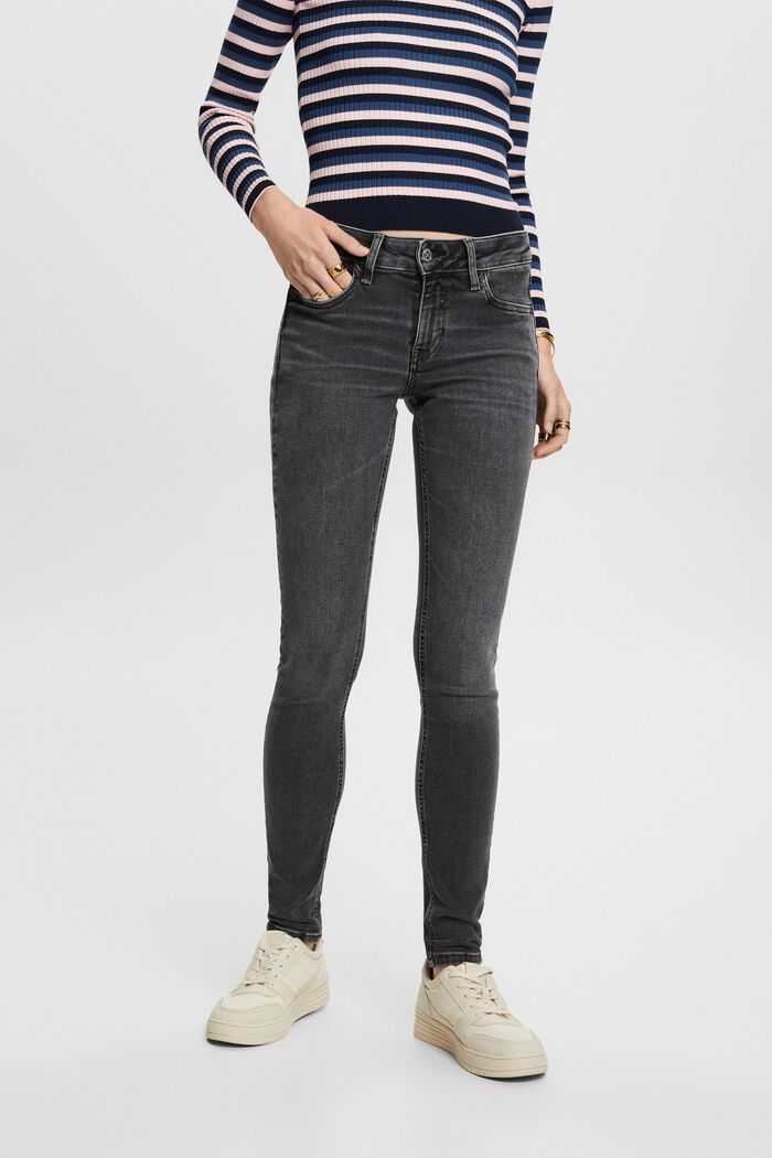 Skinny Jeans mit mittlerer Bundhöhe, BLACK DARK WASHED, detail image number 0