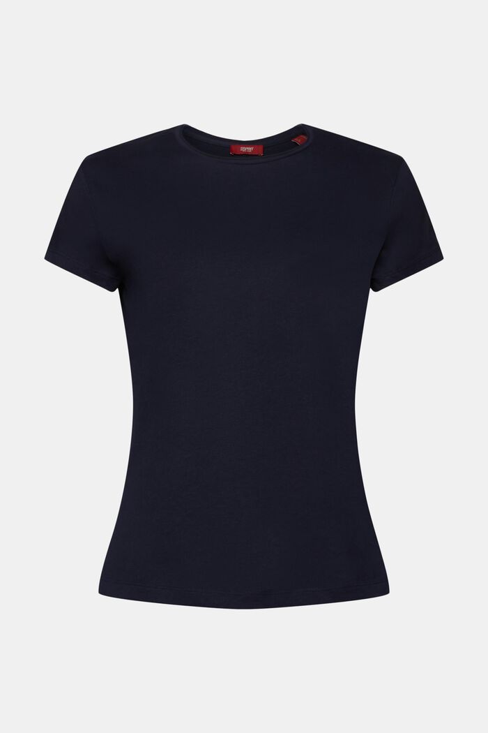 T-Shirt mit Rundhalsausschnitt, 100 % Baumwolle, NAVY, detail image number 6