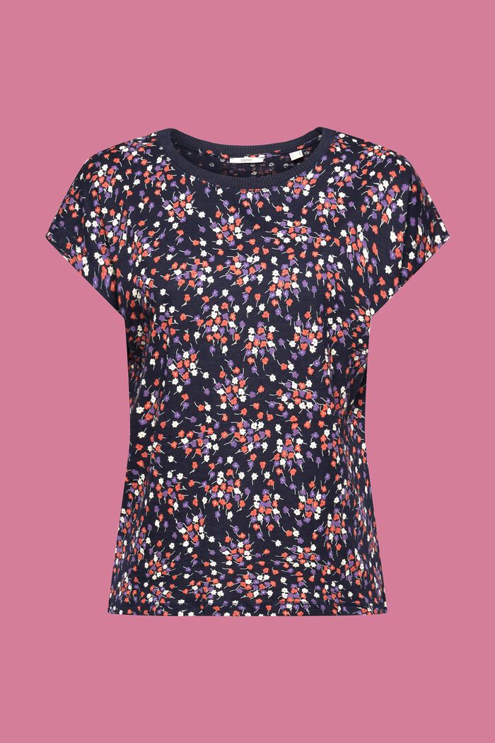 Ärmelloses T-Shirt mit floralem Allover-Muster, NAVY, detail image number 6