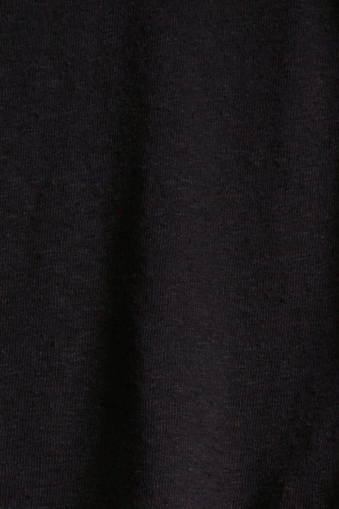 Mit Leinen: T-Shirt mit V-Ausschnitt, BLACK, detail image number 4