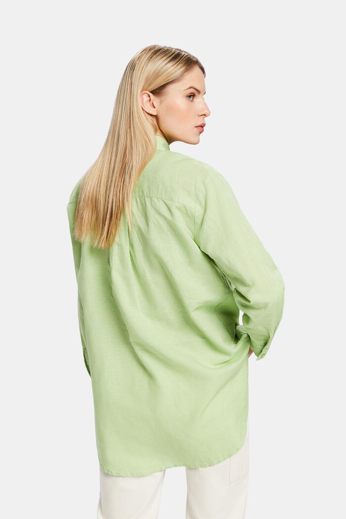 Baumwolle-Leinen-Bluse, LIGHT GREEN, detail image number 2