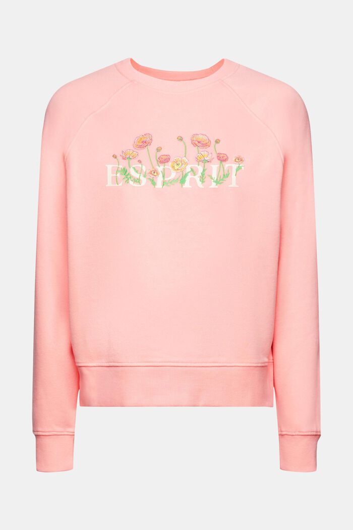 Sweatshirt mit Logoprint und Blumenstickereien, PINK, detail image number 6