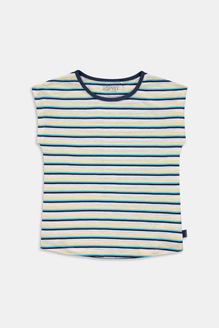 T-Shirt mit Streifen, 100% Baumwolle, PETROL BLUE, detail image number 0