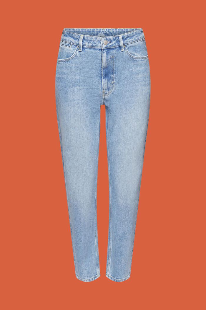 Jeans mit gerader Passform und hohem Bund, BLUE LIGHT WASHED, detail image number 6