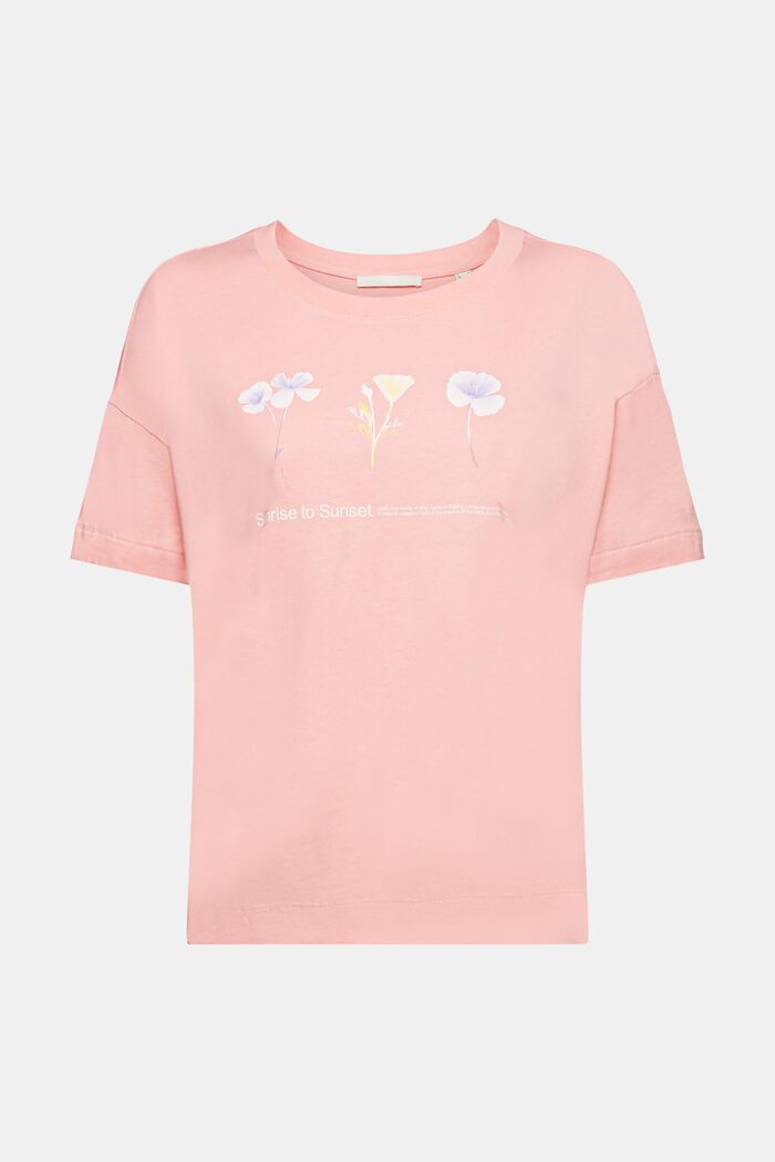 T-Shirt mit floralem Print auf der Brust, PINK, detail image number 6