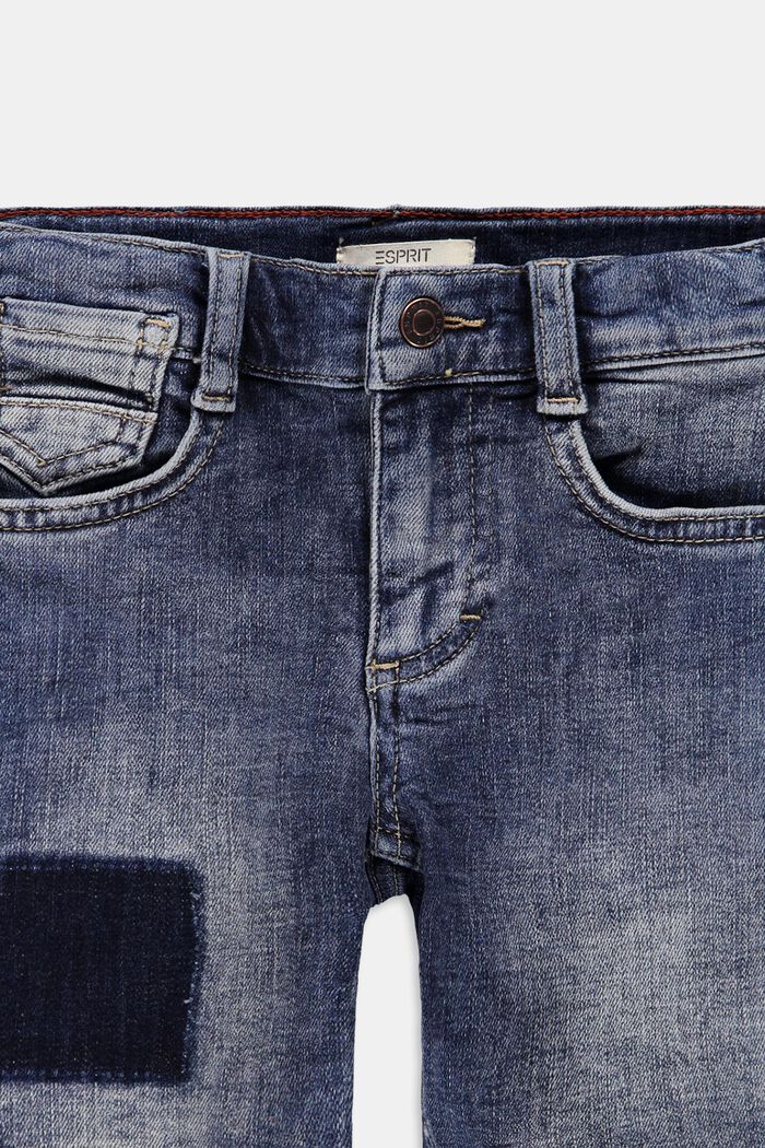 Jeans-Shorts im Used-Look mit Verstellbund, BLUE MEDIUM WASHED, detail image number 2