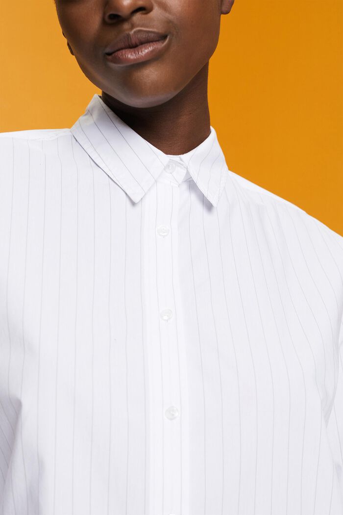 Hemdblusenkleid mit Nadelstreifen, 100 % Baumwolle, WHITE, detail image number 2