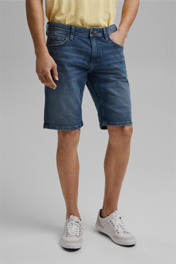 Jeans Shorts aus Organic Cotton, BLUE MEDIUM WASHED, overview
