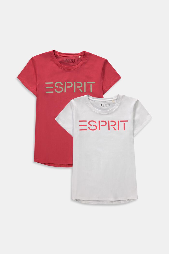 2er-Pack T-Shirts mit Logo-Print, ORANGE RED, detail image number 0