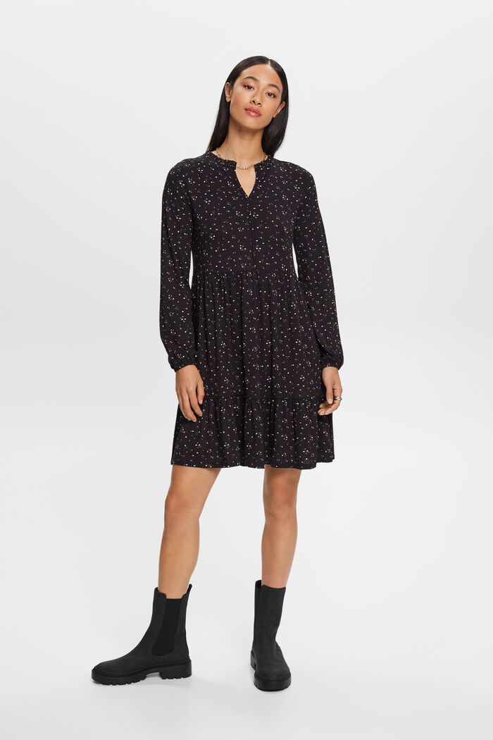 Kleid aus Crêpe-Jersey, LENZING™ ECOVERO™, BLACK, detail image number 0