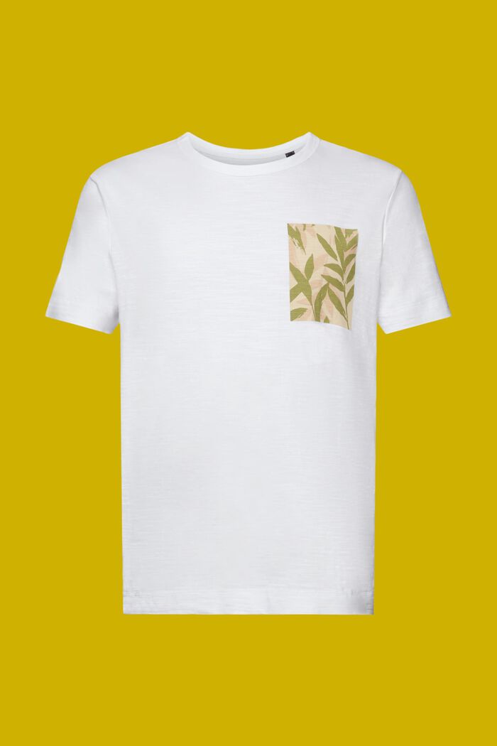 Jersey-T-Shirt mit Brust-Print, 100 % Baumwolle, WHITE, detail image number 6