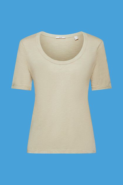 Baumwoll-T-Shirt mit U-Ausschnitt