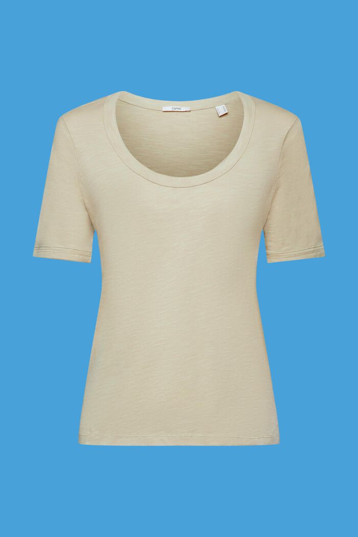 Baumwoll-T-Shirt mit U-Ausschnitt, DUSTY GREEN, detail image number 5
