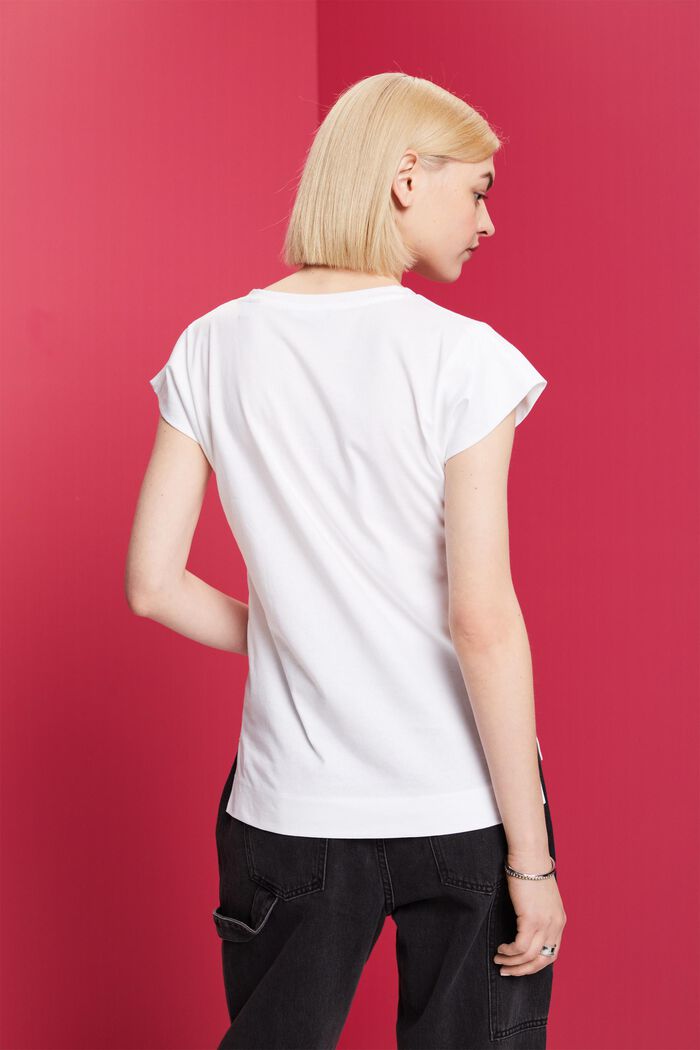 T-Shirt mit tonalem Print, 100 % Baumwolle, WHITE, detail image number 3