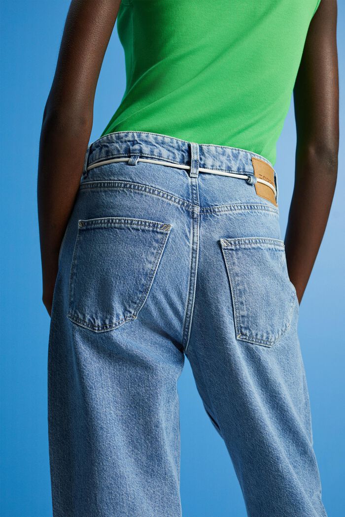 Verkürzte Jeans in Dad-Passform, BLUE LIGHT WASHED, detail image number 4
