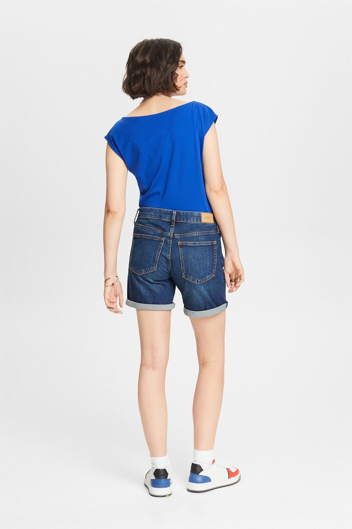 Jeans-Shorts mit mittelhohem Bund, BLUE DARK WASHED, detail image number 2