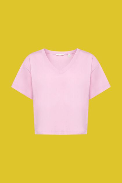 T-Shirt mit V-Ausschnitt aus Baumwolle