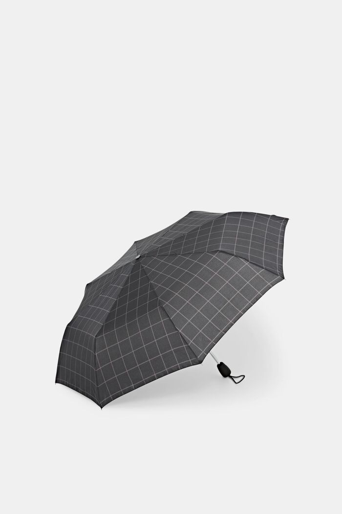 Leichter Regenschirm mit Karomuster, ONE COLOUR, detail image number 1