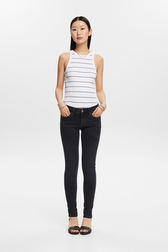 Skinny Jeans mit mittlerer Bundhöhe, BLACK RINSE, detail image number 1