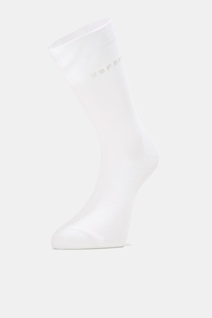 Socken im Doppelpack mit eingestricktem Logo, Bio-Baumwolle, WHITE, detail image number 0