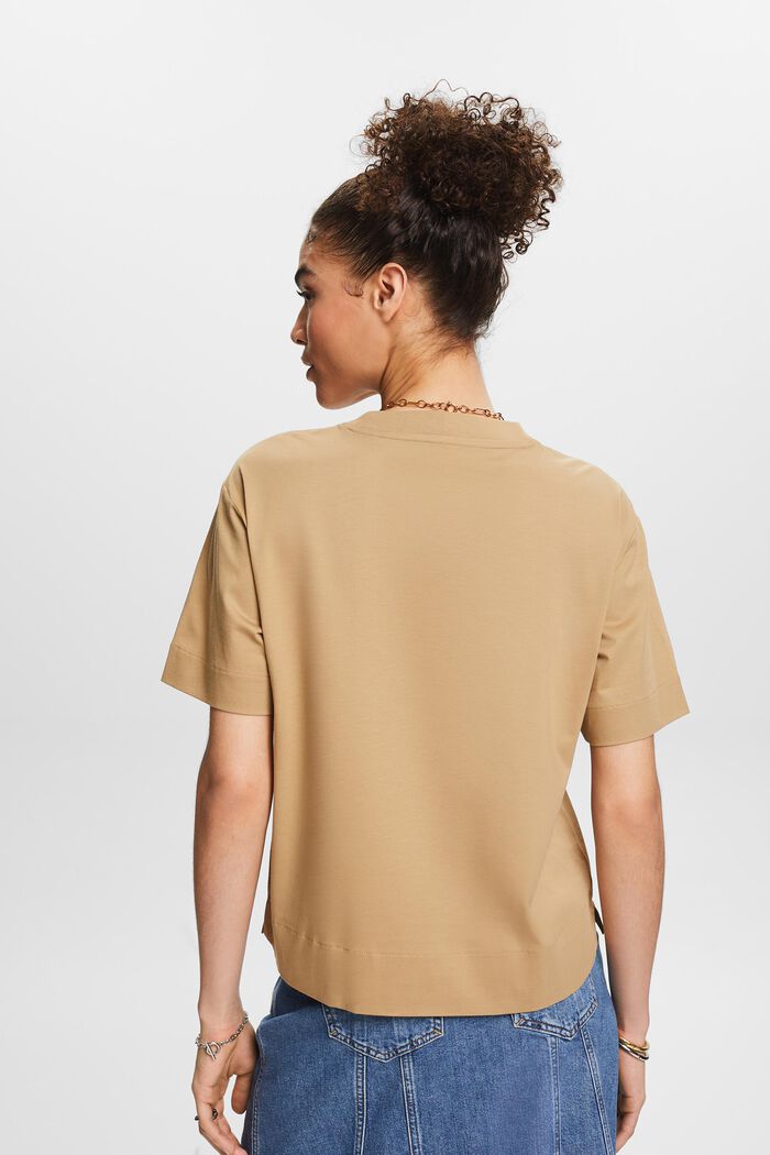 T-Shirt aus Pima-Baumwolle mit Rundhalsausschnitt, BEIGE, detail image number 2