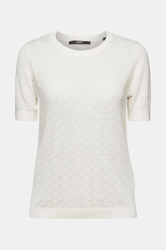 Kurzärmliges Pointelle-Shirt, OFF WHITE, detail image number 6