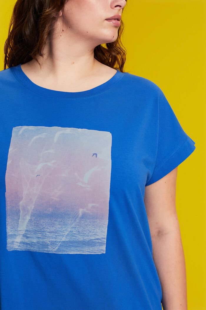 CURVY T-Shirt mit Print vorne, 100 % Baumwolle, BRIGHT BLUE, detail image number 2