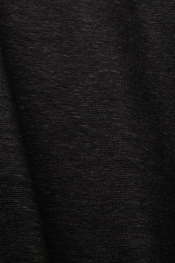 T-Shirt mit Polokragen, 100 % Leinen, BLACK, detail image number 5