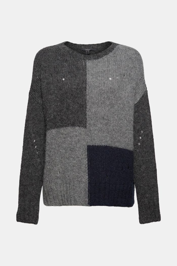 Mit Alpaka: Colorblock-Pullover, ANTHRACITE, overview