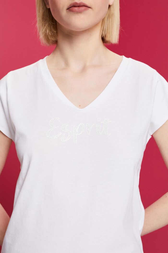 T-Shirt mit tonalem Print, 100 % Baumwolle, WHITE, detail image number 2
