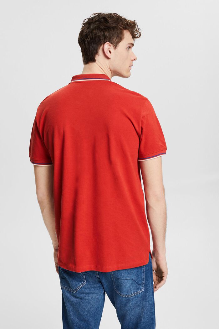 Piqué-Poloshirt mit Logodetail, RED ORANGE, detail image number 3