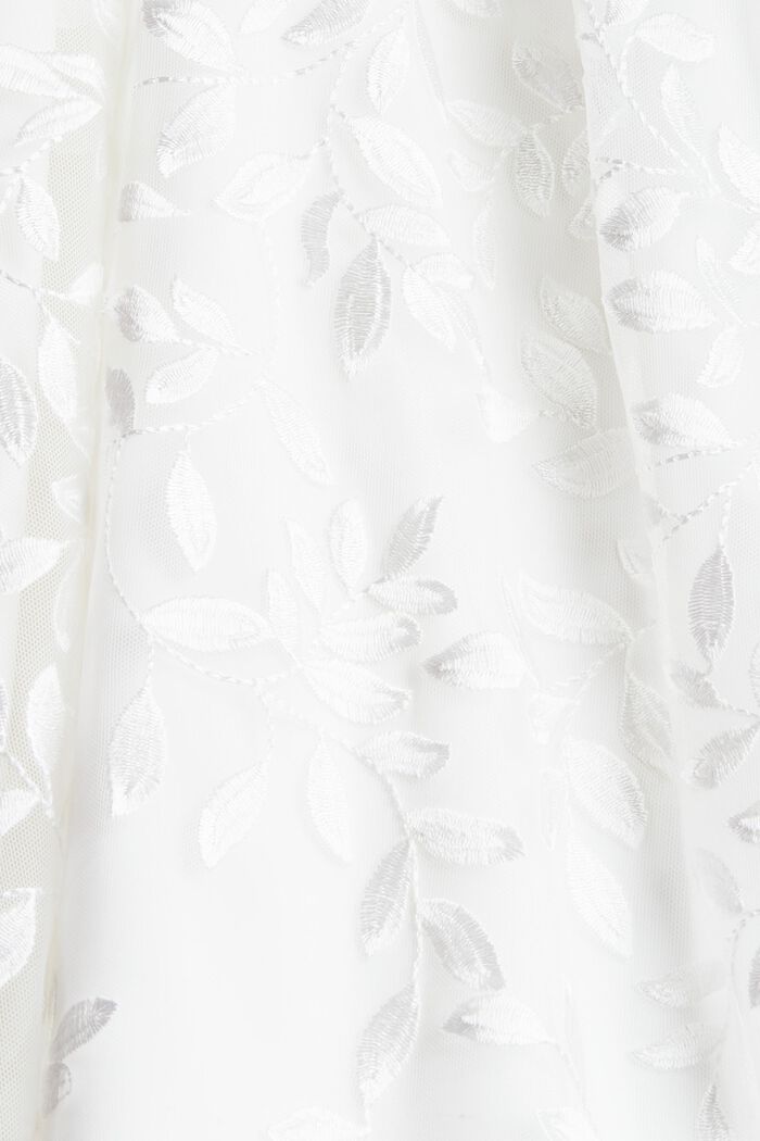Neckholder-Kleid mit floraler Stickerei, OFF WHITE, detail image number 4
