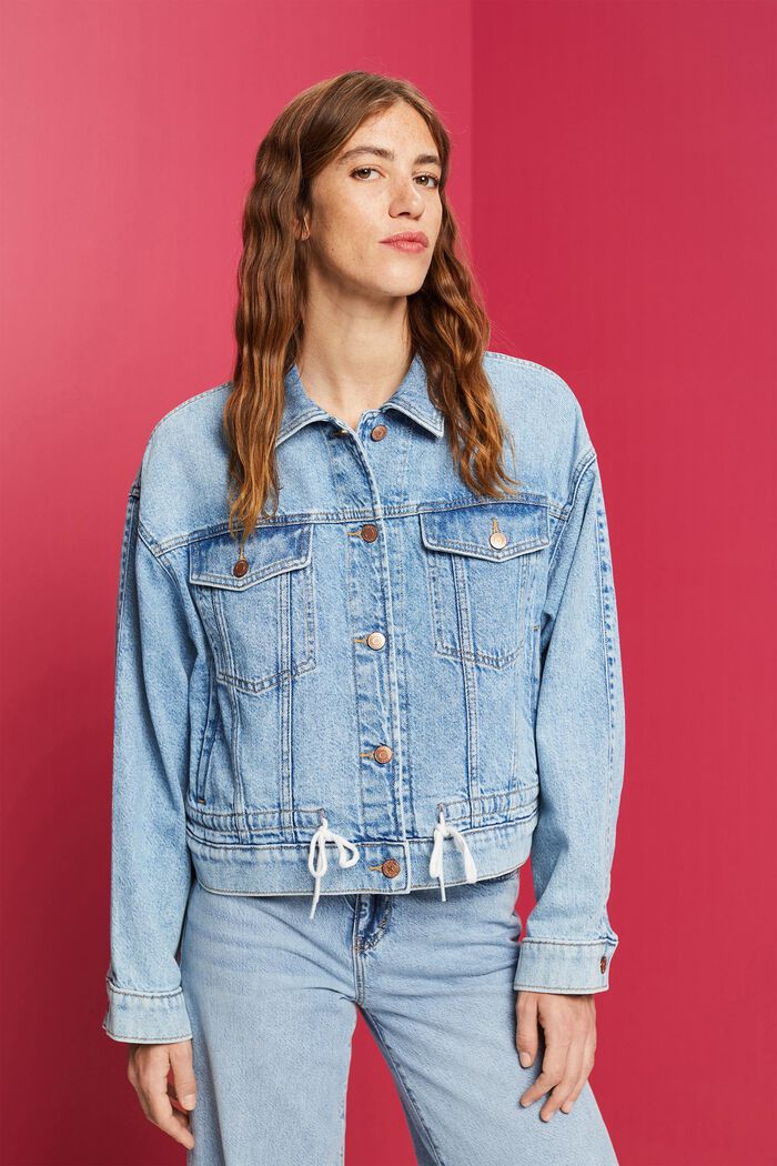 Oversized Jeansjacke in leichter Waschung, BLUE MEDIUM WASHED, detail image number 0