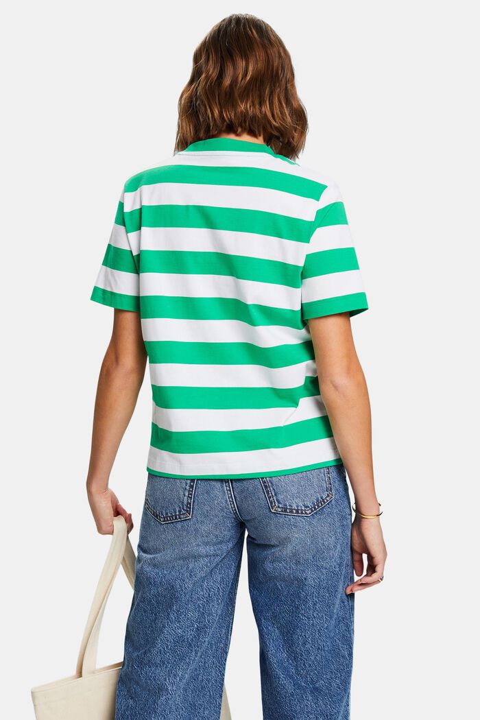 Streifen-T-Shirt aus Pima-Baumwolle mit Stickerei, GREEN, detail image number 2