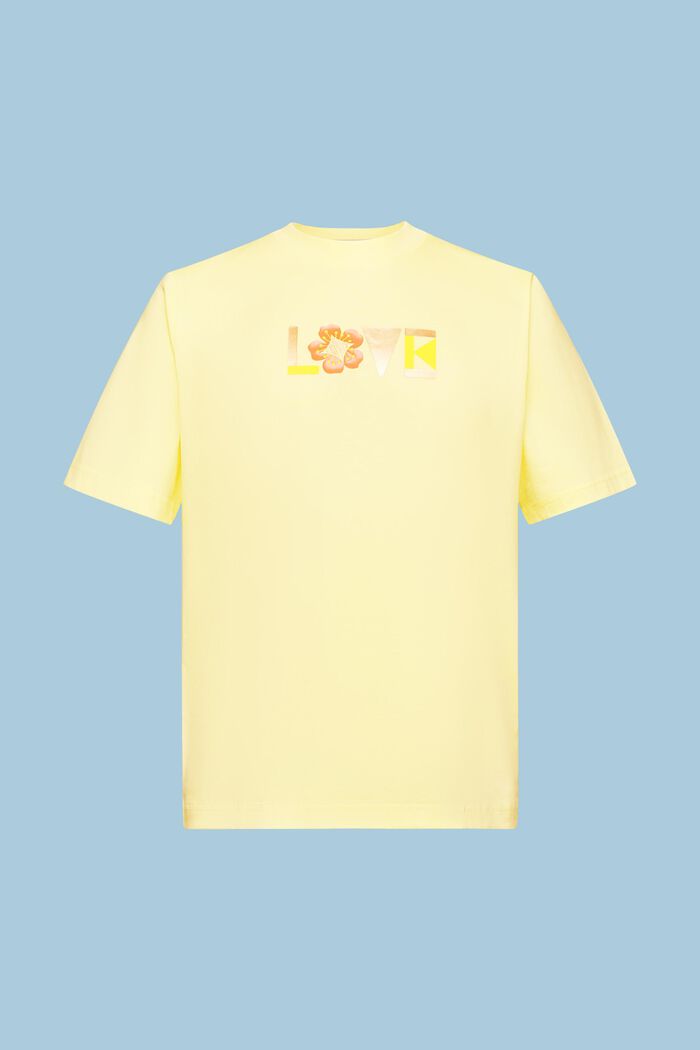 Unisex-T-Shirt aus Pima-Baumwolle mit Print, PASTEL YELLOW, detail image number 8
