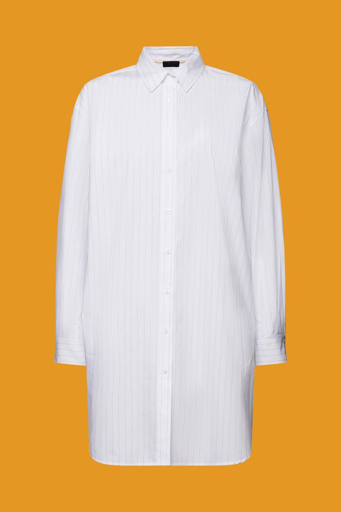 Hemdblusenkleid mit Nadelstreifen, 100 % Baumwolle, WHITE, detail image number 7