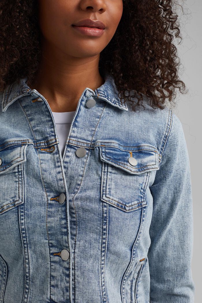 Jeansjacke im Used-Look, Organic Cotton, BLUE LIGHT WASHED, detail image number 2