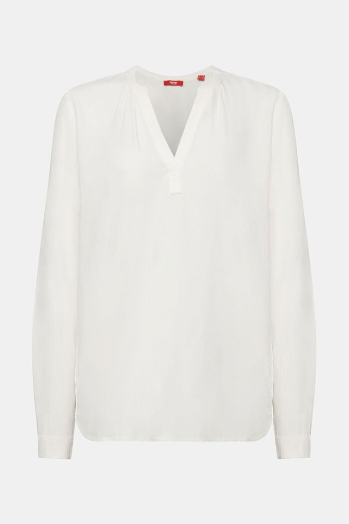 Basic-Bluse mit V-Ausschnitt, OFF WHITE, detail image number 6