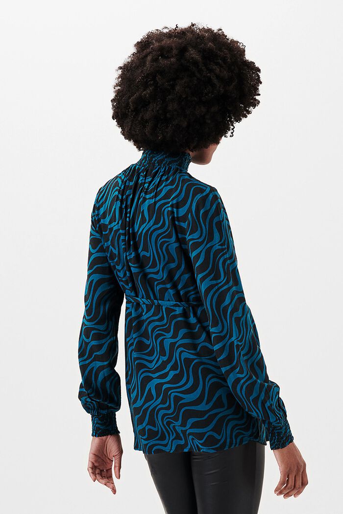 Bluse mit Stehkragen und Muster, BLUE CORAL, detail image number 1
