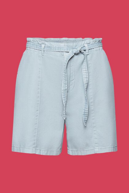 Shorts mit Bindegürtel aus Leinenmix