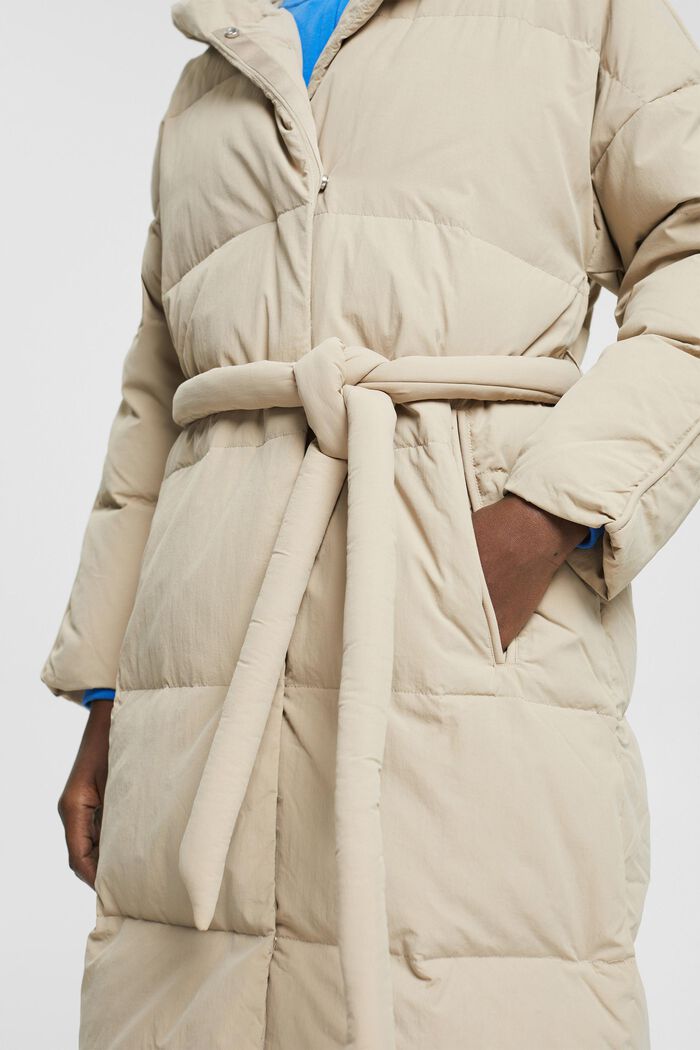 Puffer Coat in Longform, LIGHT TAUPE, detail image number 3