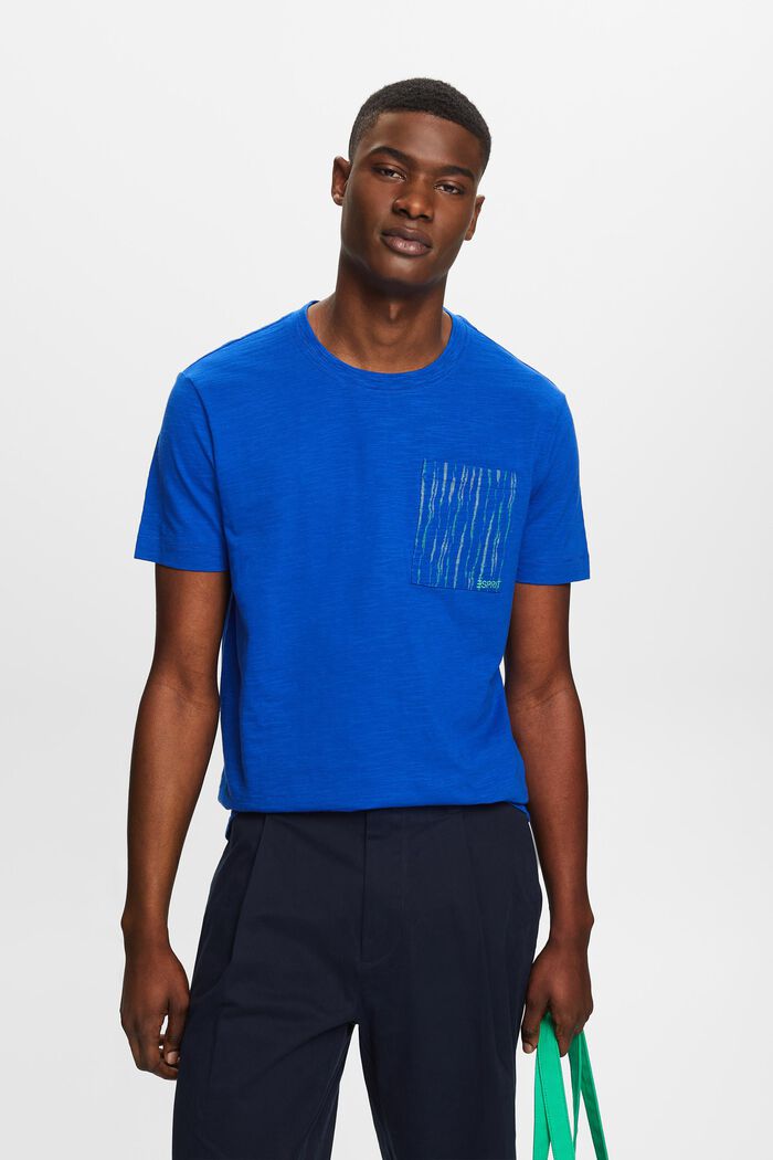 Slub-T-Shirt aus Baumwolle mit Logo, BRIGHT BLUE, detail image number 0