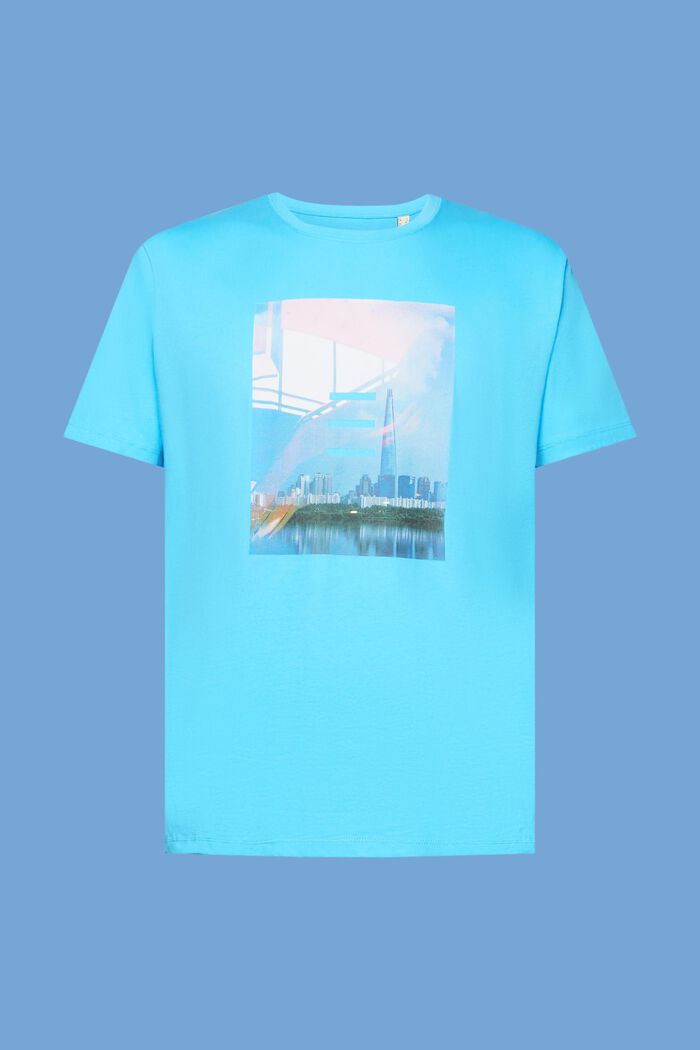 Baumwoll-T-Shirt mit Print, TURQUOISE, detail image number 7
